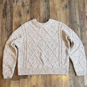 Time and Tru Cable Knit Sweater - Light Brown